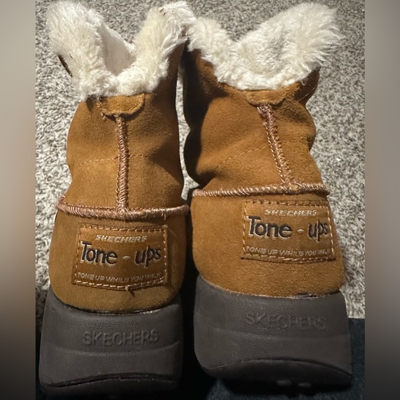 Skechers Tone Ups Womens Chestnut Suede Faux Fur Y2K Size 8 - Picture 3 of 6
